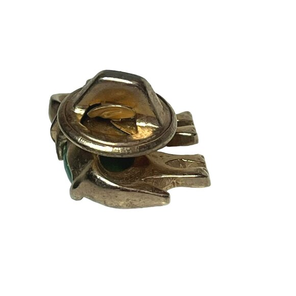 Tiny Vintage Gold-Tone Lucky Elephant Pin Green Stone - Picture 5 of 8